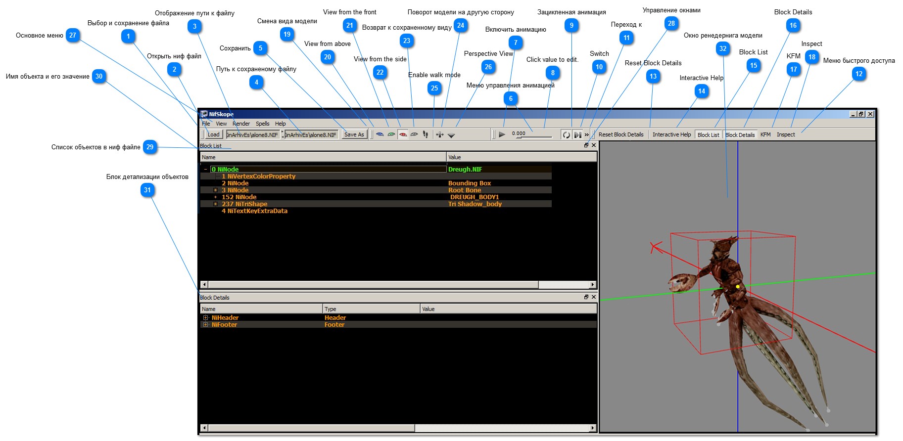 Nifskope main interface